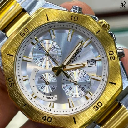 SKMEI Chrono Silver watch, SKMEI chronograph automatic Pakistan, SKMEI stainless steel chain watch, SKMEI luxury men’s watches 2025, SKMEI 3 colour chronograph, SKMEI automatic watch under 5000