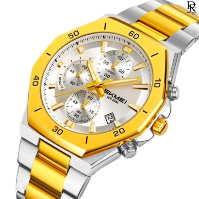SKMEI Chrono Silver watch, SKMEI chronograph automatic Pakistan, SKMEI stainless steel chain watch, SKMEI luxury men’s watches 2025, SKMEI 3 colour chronograph, SKMEI automatic watch under 5000