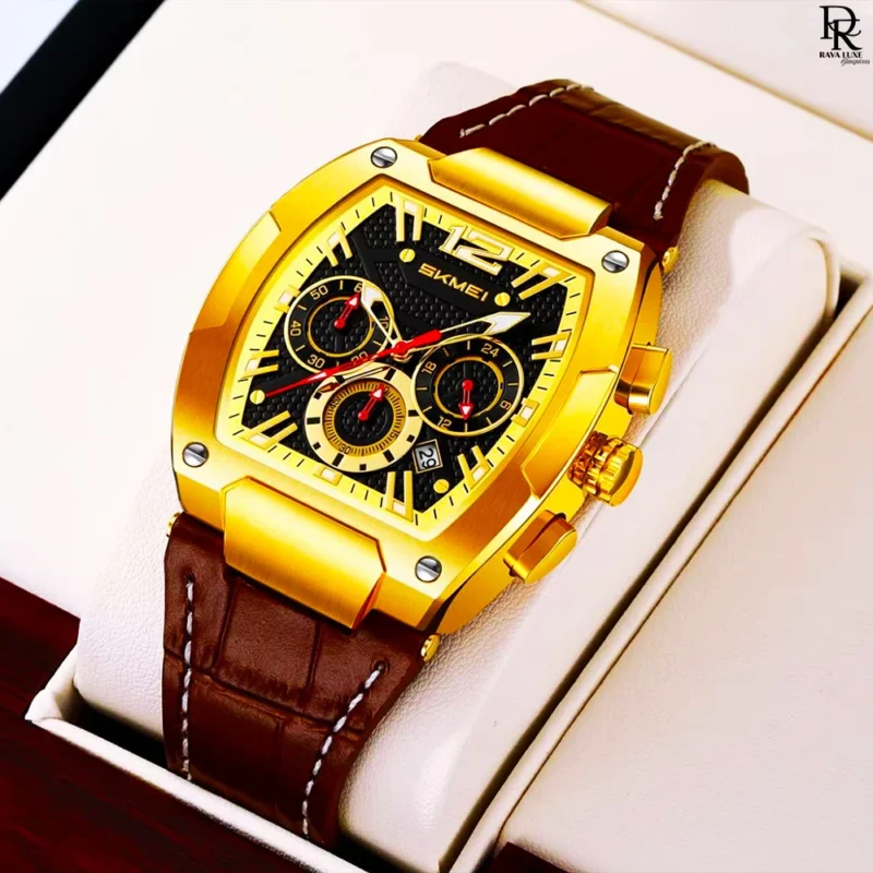Skmei premium edition watch, Skmei chronograph watch Pakistan, leather strap chronograph watch, Skmei original men’s watch 2025, Skmei stainless steel case watch, best men’s watches under 5000