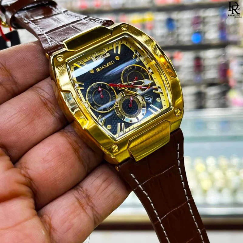 Skmei premium edition watch, Skmei chronograph watch Pakistan, leather strap chronograph watch, Skmei original men’s watch 2025, Skmei stainless steel case watch, best men’s watches under 5000