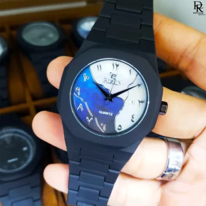Rizen AURA watch, black Arabic dial watch, quartz watch with date, fiber body wristwatch, Rizen AURA price in Pakistan, men’s fashion watch under 3000, luxury affordable watches