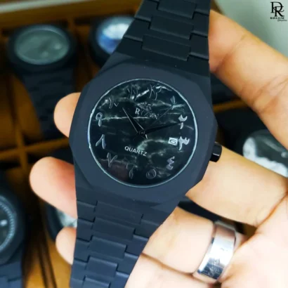 Rizen AURA watch, black Arabic dial watch, quartz watch with date, fiber body wristwatch, Rizen AURA price in Pakistan, men’s fashion watch under 3000, luxury affordable watches