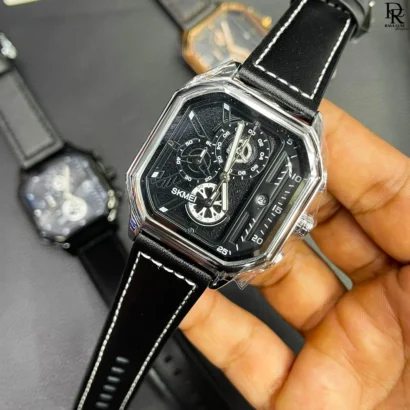 Skmei 1963 watch Pakistan, Skmei premium edition, hexagonal dial watch, Skmei leather strap watch, men’s luxury watch under 5000, original Skmei 1963 price Pakistan, stylish gents wristwatch