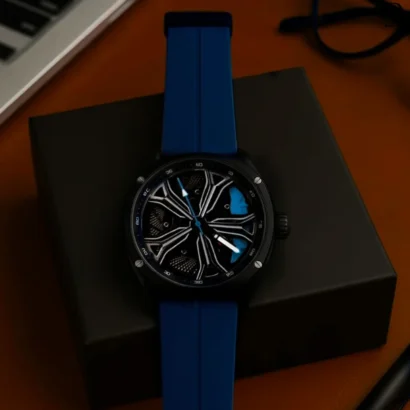 spinner watch BMW dial, men’s spinner watch price in Pakistan, BMW style wristwatch, sporty rubber strap watch, rim design watch for men, luxury spinner watches