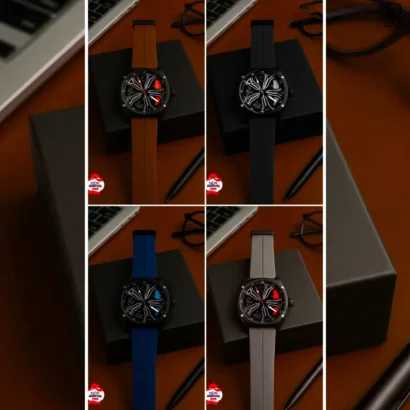 spinner watch BMW dial, men’s spinner watch price in Pakistan, BMW style wristwatch, sporty rubber strap watch, rim design watch for men, luxury spinner watches