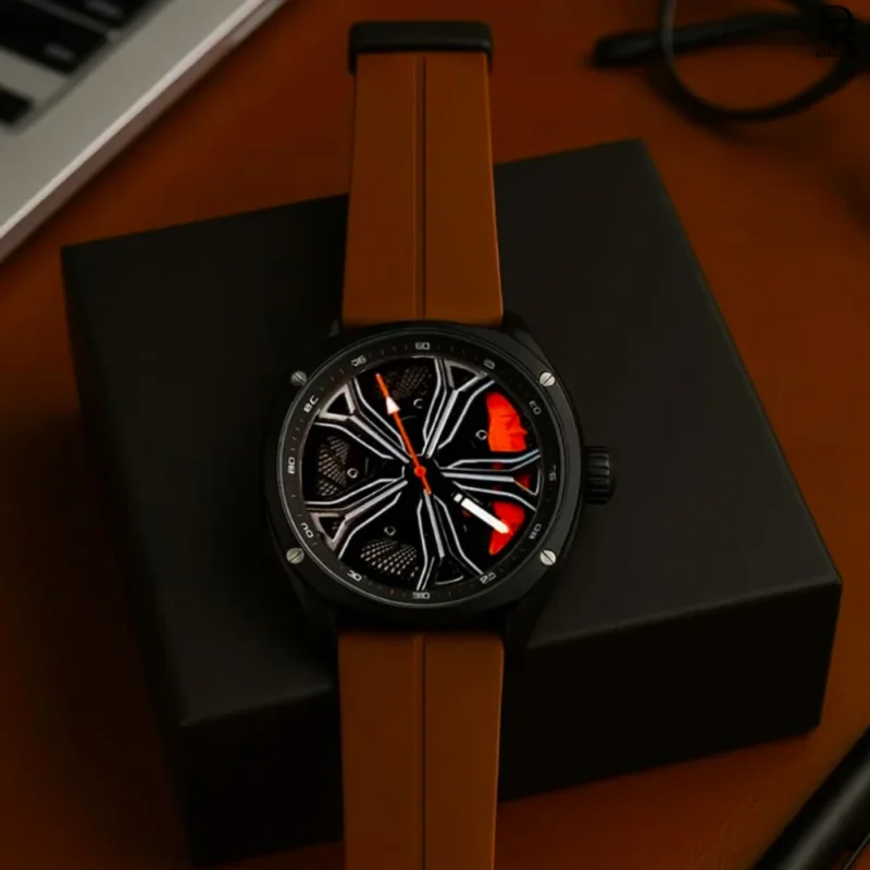 spinner watch BMW dial, men’s spinner watch price in Pakistan, BMW style wristwatch, sporty rubber strap watch, rim design watch for men, luxury spinner watches