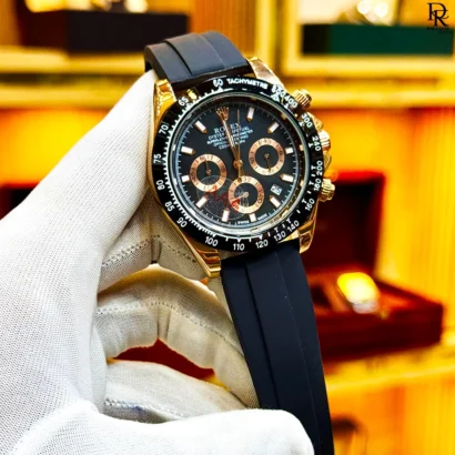 rolex second copy watch Pakistan, chronograph rubber strap watch, luxury men’s watches 2025, affordable rolex replica, quartz chronograph watch, premium rubber watch, Rava Luxe men collection