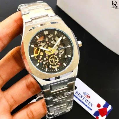 Bestwin original watch price in Pakistan, skeleton dial men’s watch, stainless steel watch for men, Bestwin luxury watches, quartz skeleton watch, men’s fashion wristwatch