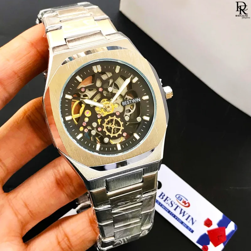 Bestwin original watch price in Pakistan, skeleton dial men’s watch, stainless steel watch for men, Bestwin luxury watches, quartz skeleton watch, men’s fashion wristwatch
