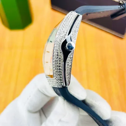 Franck Muller iced watch, Franck Muller full stone watch Pakistan, diamond watch men’s, luxury leather strap watch, Franck Muller 2025 edition, luxury watches under 5000, iced out wristwatch Pakistan